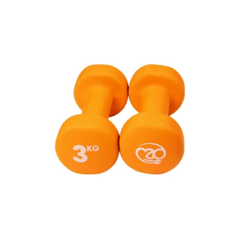 Fitness Mad 3kg Neoprene Dumbbells - Orange (Pair)
