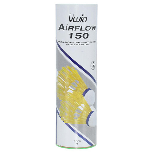 Uwin Airflow 150 Badminton Shuttlecocks Yellow (Tube of 6)