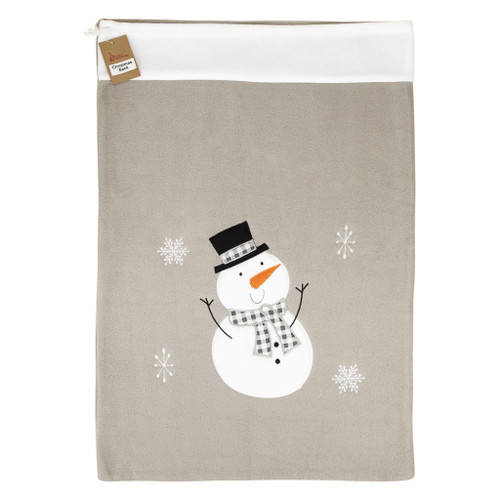 Deluxe Plush Silver Snowman Sack - 50cm x 70cm