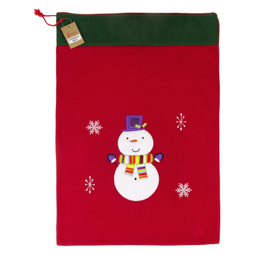 Deluxe Plush Red Snowman Sack - 50cm x 70cm