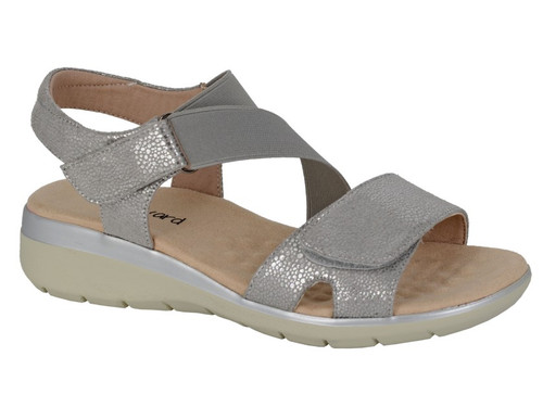 Boulevard Womens Silver Shimmer Velcro Elastic Straps Padded L283 Sandals