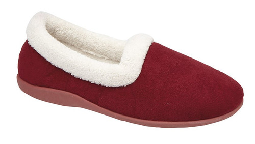 LS927 Wine Fur Collared Fleecy Lining Ladies Slippers