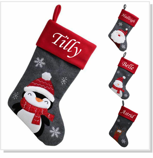 Charcoal Personalised Christmas Stockings