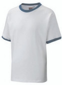 White T-Shirt With Blue Trim