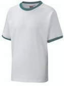 White T-Shirt With Green Trim