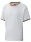 White T-Shirt With Yellow Trim