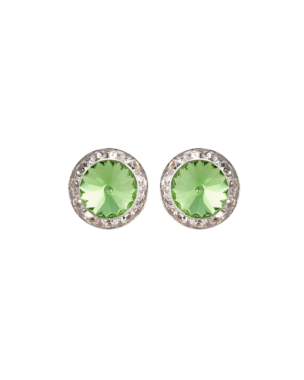 Peridot Studs Titanium Post Earrings, Green Crystal  Pale Green Stud Earrings E1031 display picture 1