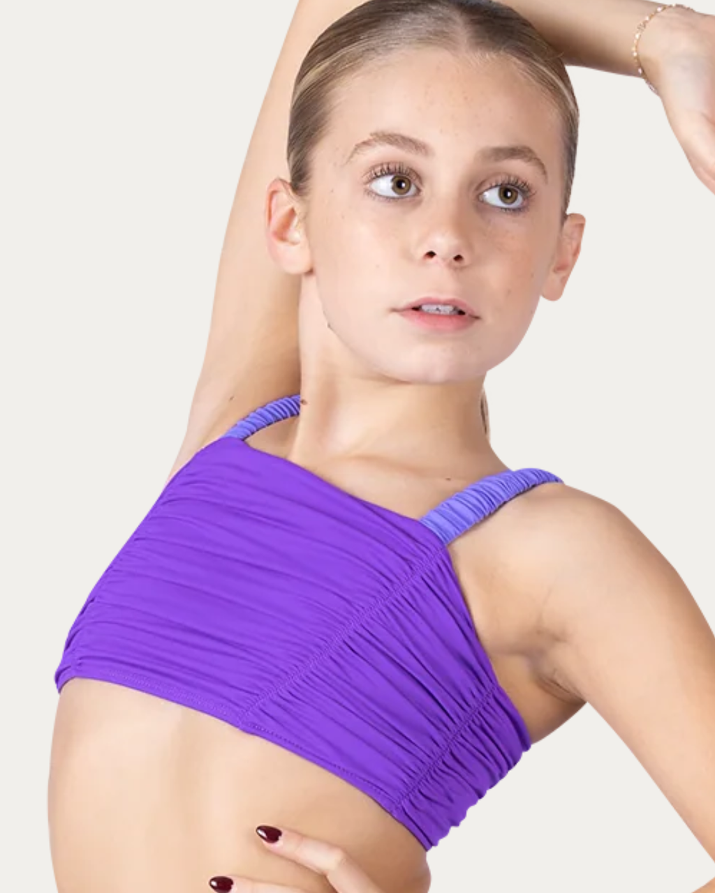 XoDanceCo Sassy Scrunch Top - Purple Rain - Backstage Dancewear