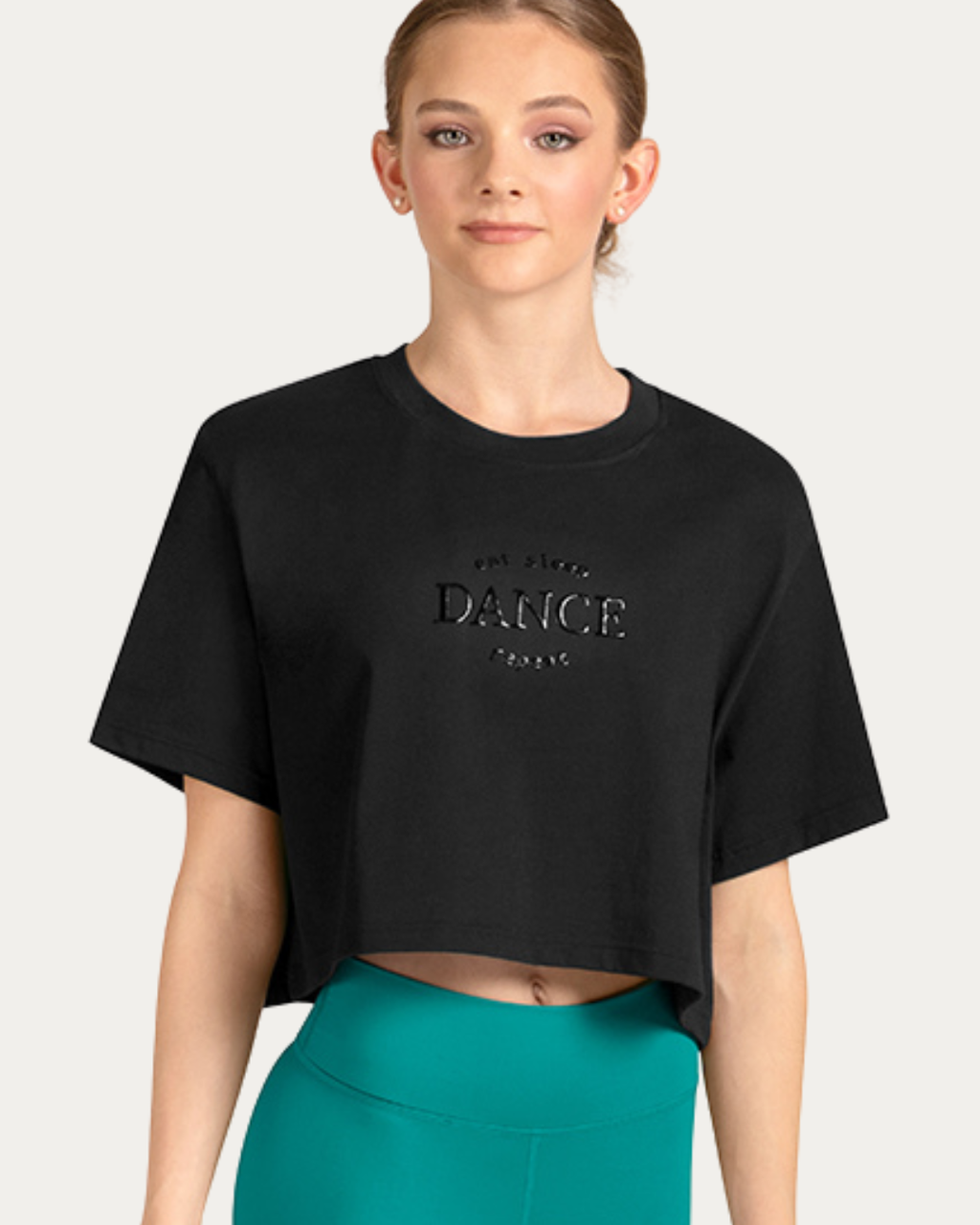 Mirella Eat Sleep Dance Repeat Crop Adult T-shirt - Black