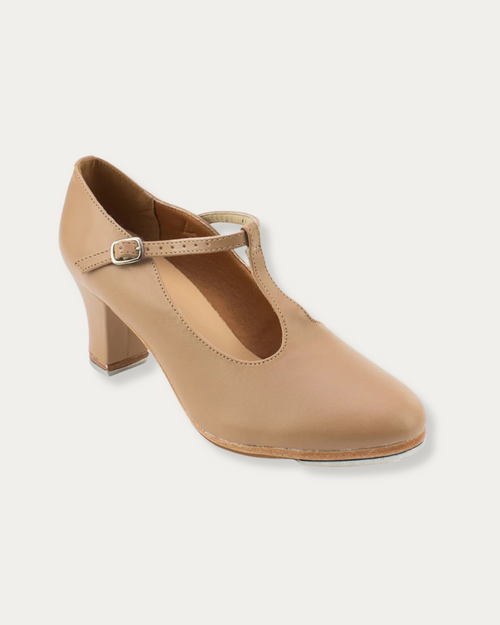 So Danca T-Strap Character Shoe with 2" Heel - Caramel
