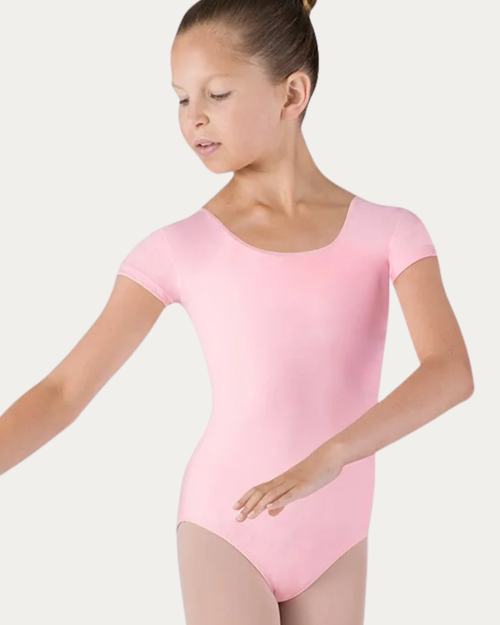 Girls Basic Cap Sleeve Leotard - Candy Pink