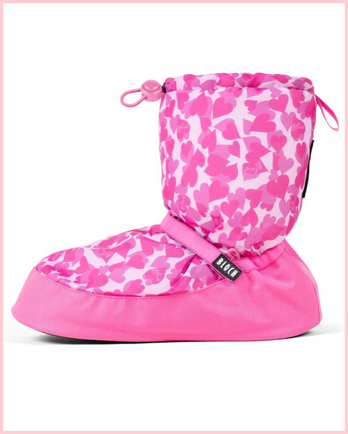 Bloch Printed Warm Up Booties - Child - Pink Hearts
