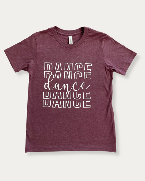Dance Dance Dance Tee - Heather Maroon - Child