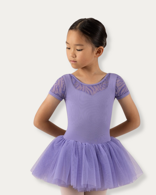 Holly Mesh Cap Sleeve Tutu Leotard - Lilac