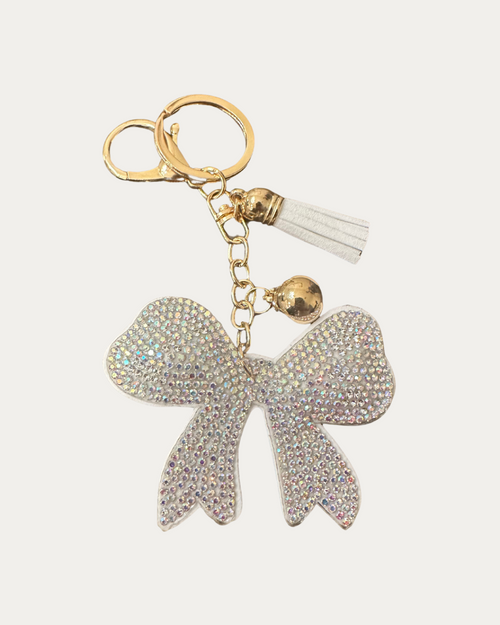 White Rhinestone Puffy Bow Bag Charm White Rhinestone Puffy Bow Bag Charm