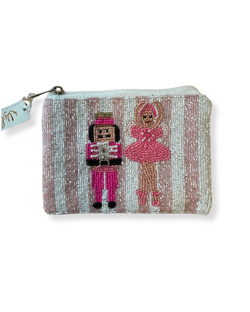 Beaded Coin Purse - Pink Nutcracker Beaded Coin Purse - Pink Nutcracker