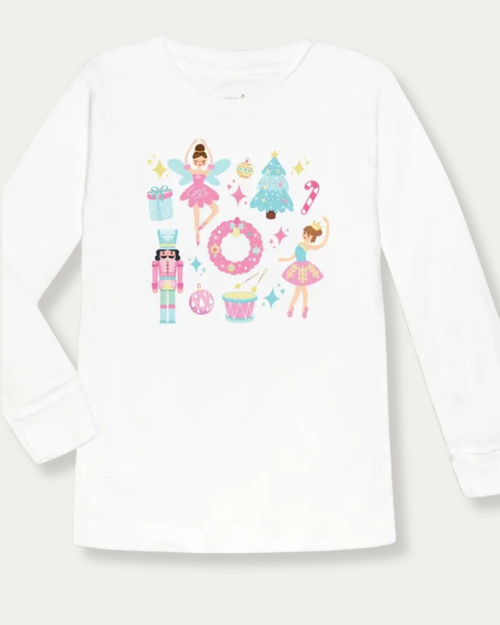 Nutcracker Doodle Long Sleeve Shirt - White Nutcracker Doodle Long Sleeve Shirt - White