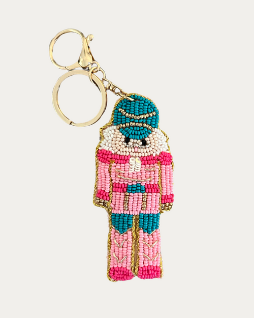 Pink Beaded Nutcracker Bag Charm Pink Beaded Nutcracker Bag Charm
