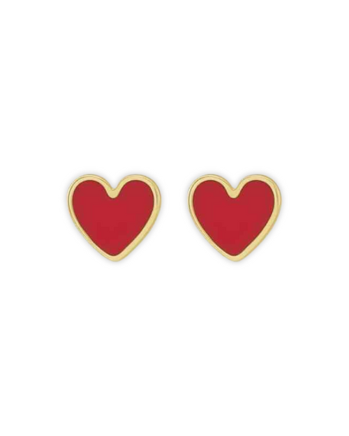 Red Enamel Heart Studs