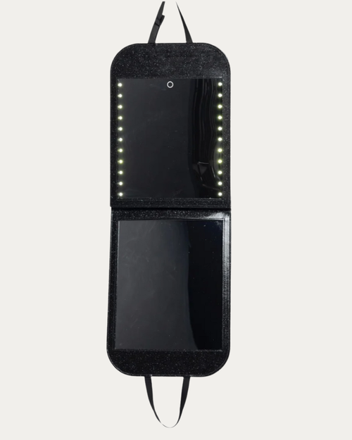 LED Folding Double Glam'r Mirror - Dark Sparkle Black