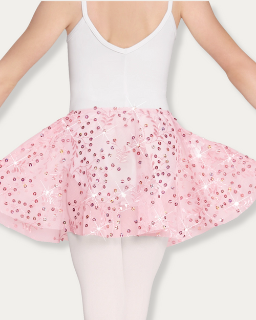 Eurotard Girls Enchanted Sequin Mesh Pull On Skirt - Pink Eurotard Girls Enchanted Sequin Mesh Pull On Skirt - Pink