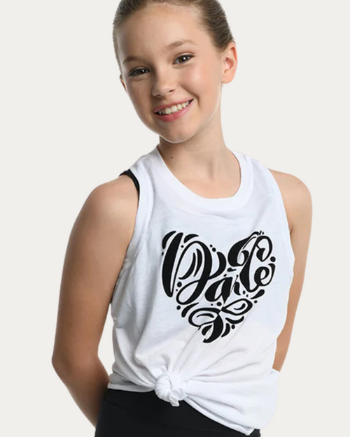 Heart Dance Razorback Tee - White Heart Dance Razorback Tee - White