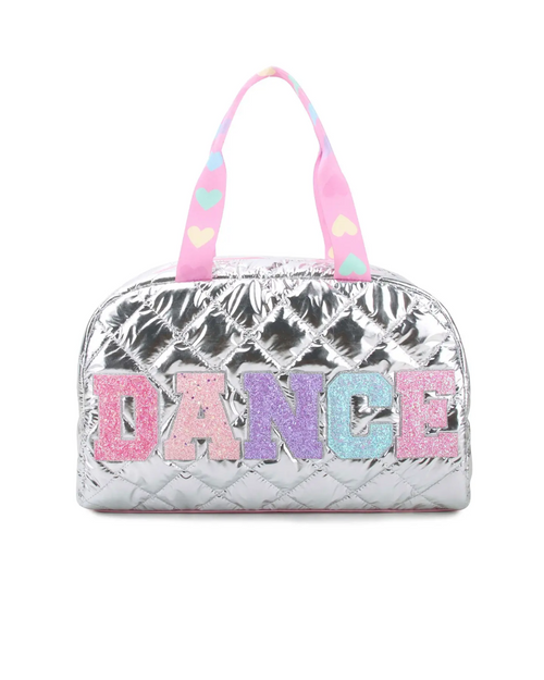 'Dance' Silver Metallic Quilted Medium Duffle Bag 'Dance' Silver Metallic Quilted Medium Duffle Bag