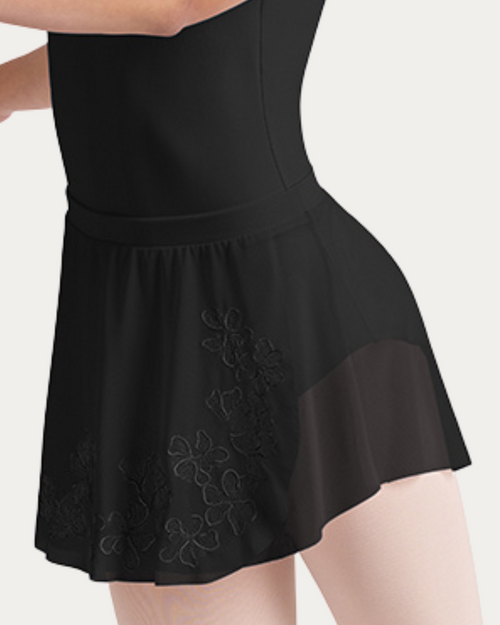 Bloch Embroidered Pull on Youth Skirt - Black