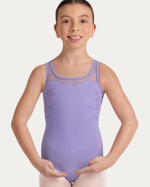 Bloch Embroidered Keyhole Tank Youth Leotard - Lilac