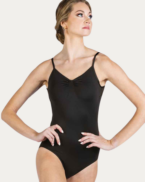 Camryn Camisole Mesh Back Adult Leotard - Black