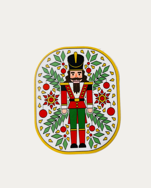 Nutcracker Holly Christmas Vinyl Sticker, 2" X 3" Nutcracker Holly Christmas Vinyl Sticker, 2" X 3"