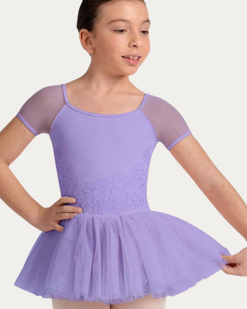 Bloch Embroidered Cap Sleeve Youth Tutu Leotard - Lilac