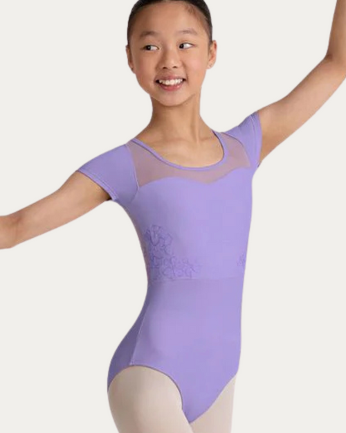Bloch Embroidered Short Sleeve Youth Leotard - Lilac