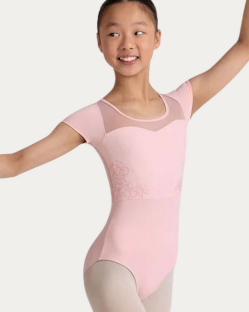 Bloch Embroidered Short Sleeve Youth Leotard - Candy Pink