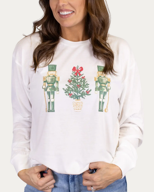 Watercolor Nutcracker Long Sleeve Crew Neck T-Shirt Watercolor Nutcracker Long Sleeve Crew Neck T-Shirt