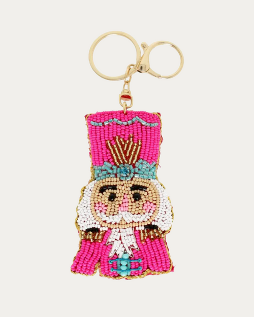 Hot Pink Beaded Nutcracker Bag Charm Hot Pink Beaded Nutcracker Bag Charm