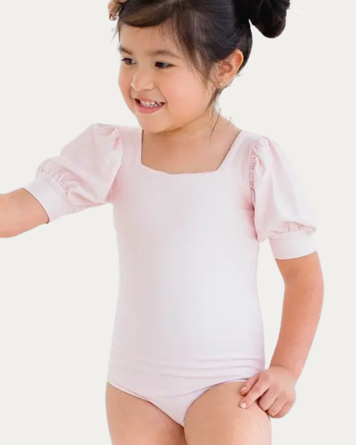Cheeky Plum Puff Sleeve Youth Leotard - Pink Bliss