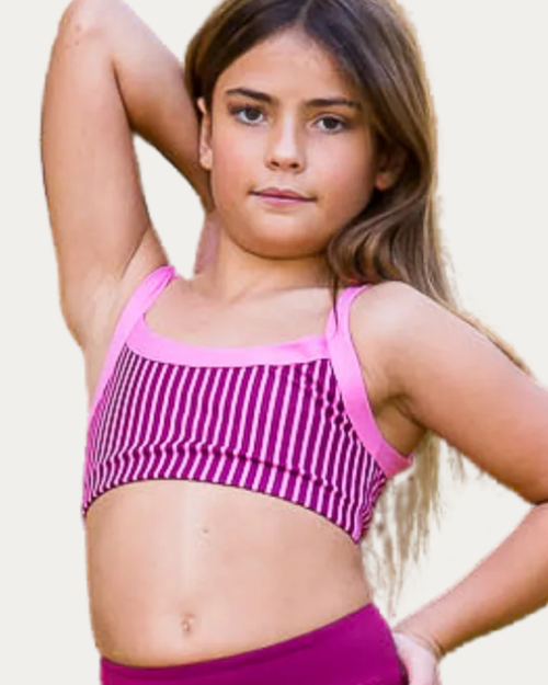 XO Pinstripe Top - Dark Cherry