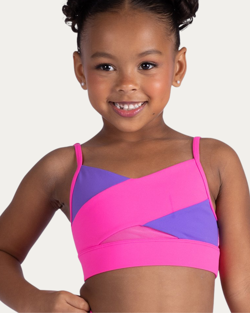 Marli Two-tone Color Block Youth Camisole Top - Neon Pink/Bright Lavender