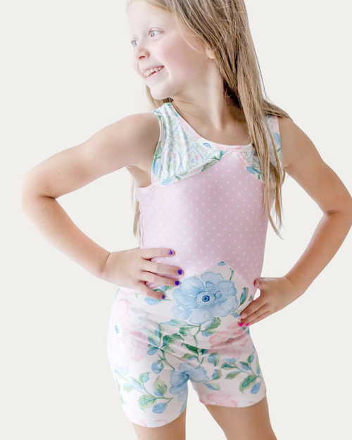 Cheeky Plum Gymnastics Unitard - Pink Blush & Bloom