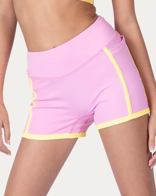 XoDanceCo Pinstripe Short - Pink Lemonade