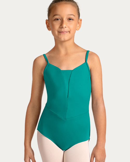Mirella Mesh V-Front Camisole Youth Leotard - Caribbean