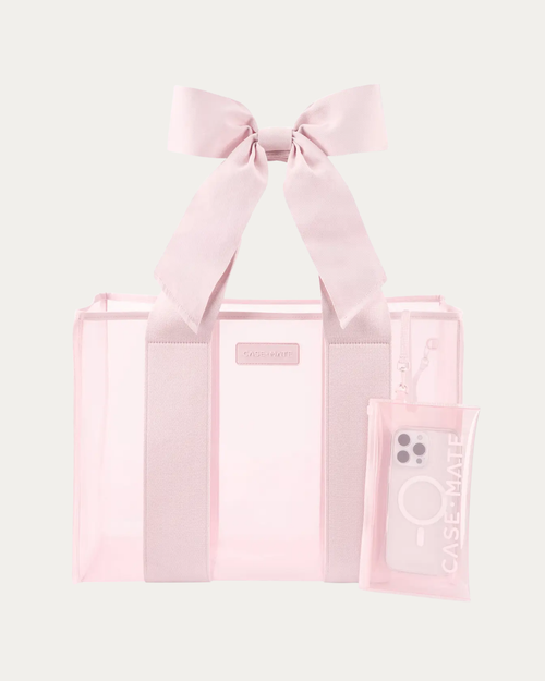 Case-Mate Ballet Pink Bow Jelly Tote Bag (Water-Resistant )