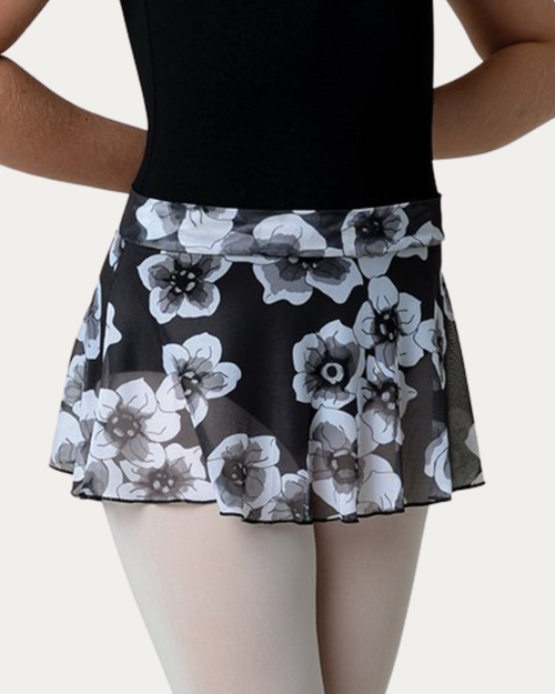 Flower Printed Youth Skirt - Black