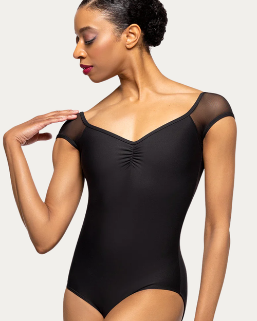 Eleve Celine Short Sleeve Leotard - Black
