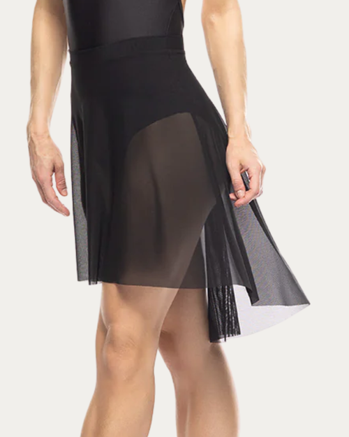 Eleve Back Tuck Mesh Black Skirt - Black