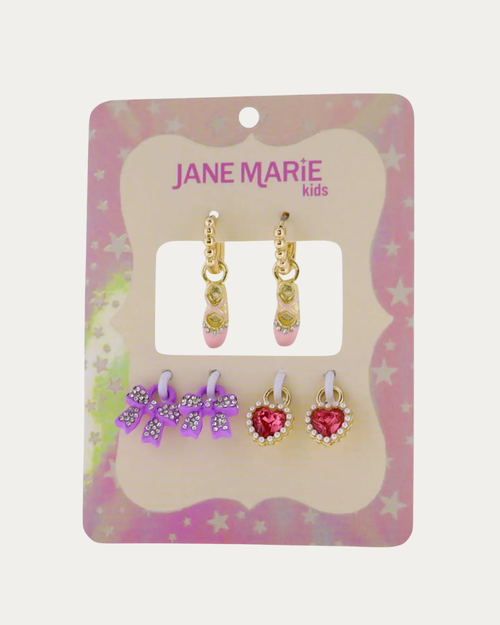 Kids Interchangeable Huggie Earring with Ballet, Bow, Heart
