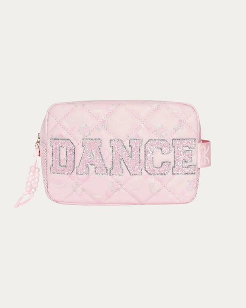 OMG Powder Floral 'DANCE' Quilted Bow Cosmetic Pouch