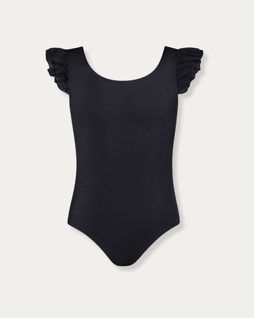 Emery Kid's Frill Sleeve Leotard - Black