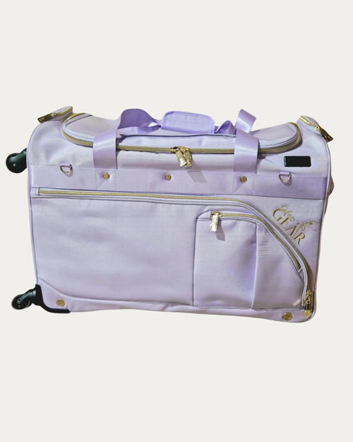 Glam'r Gear® Mobile Changing Station™ Dance Duffel Bag with Built-In uHide® Rack - Standard - Pastel Lavender Canvas